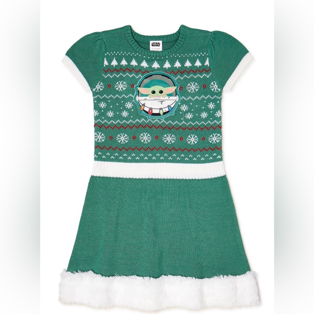Little Girls Star Wars Baby Yoda Sweater Dress sz 7/8